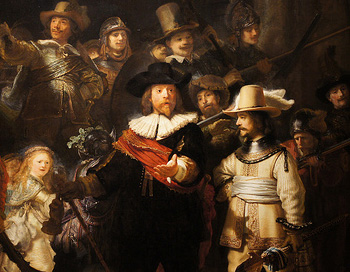 De Nachtwacht, met Frans Banning Cock, door Rembrandt
